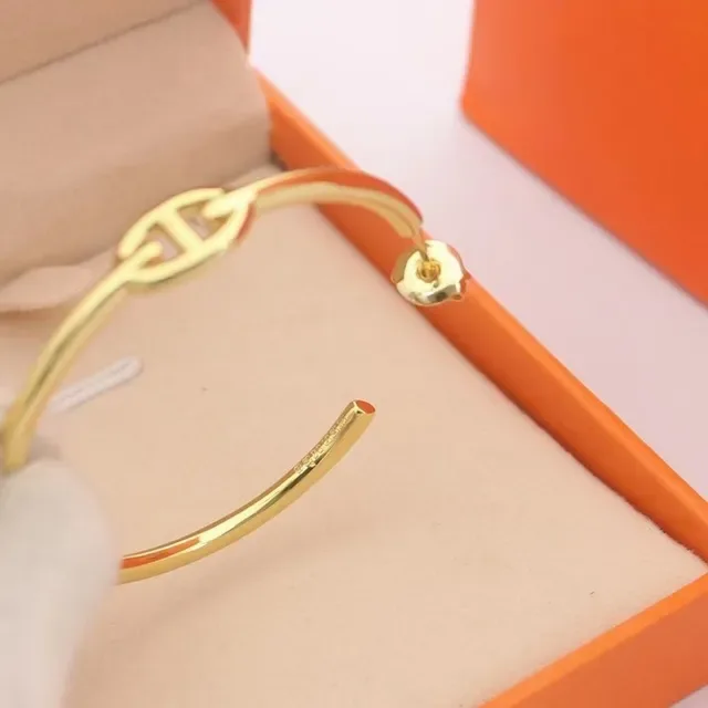 Hermès Gold-Tone and Red Enamel Hoop Earrings 2