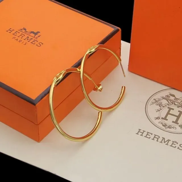 Hermès Gold-Tone and Red Enamel Hoop Earrings 6