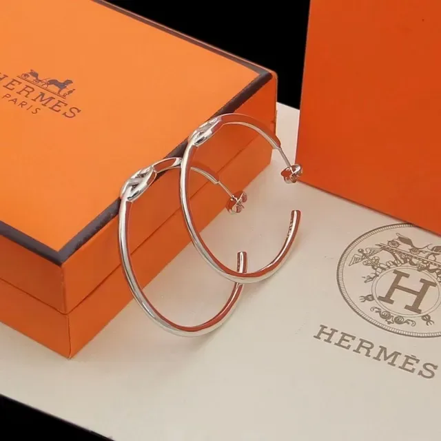 Hermès Gold-Tone and Red Enamel Hoop Earrings 8