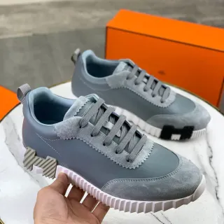 Hermès Gray Leather-Suede Lifestyle Sneakers