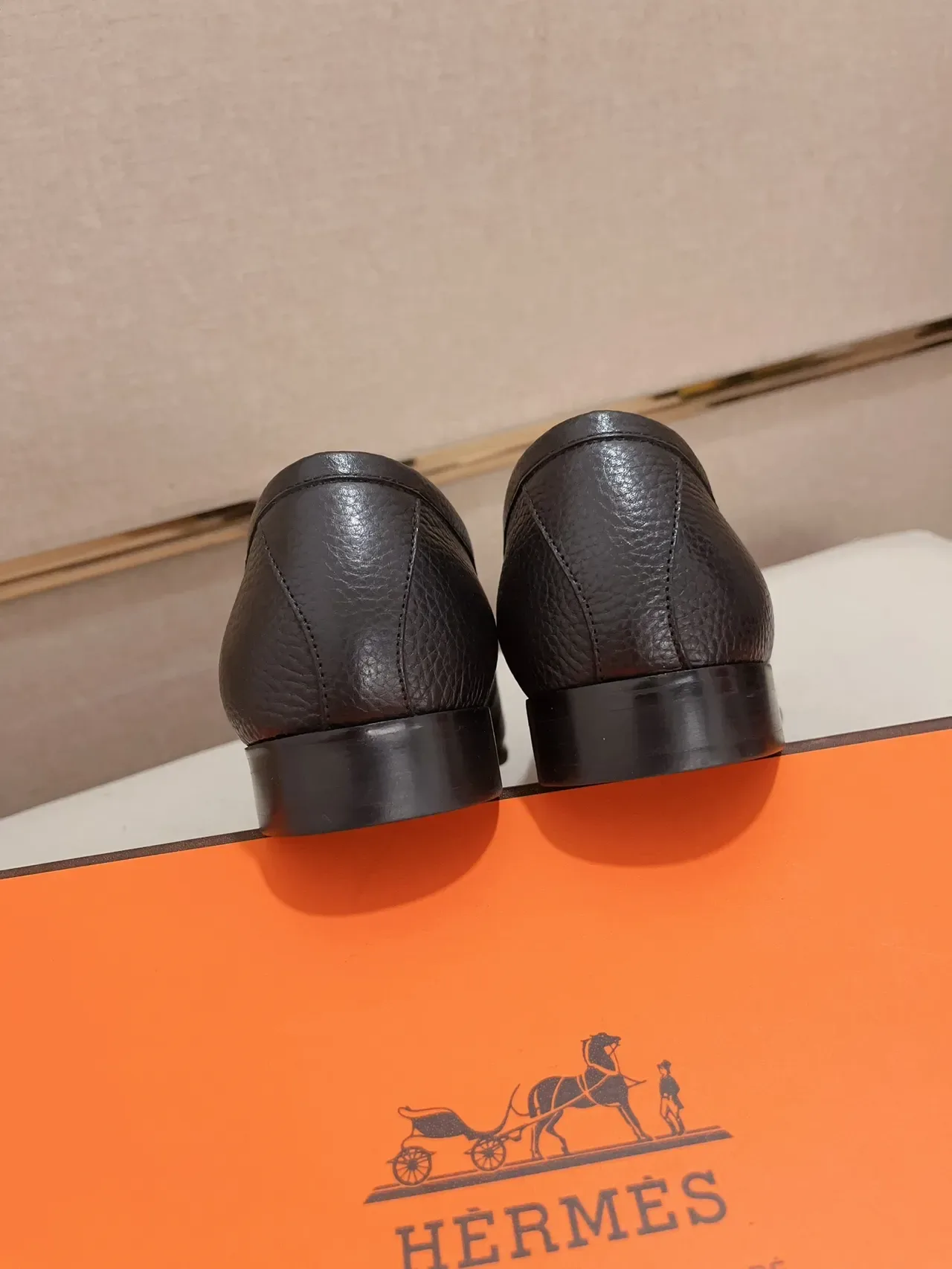 Hermès H Loafer Black Pebbled Leather Slip-On Loafer 3