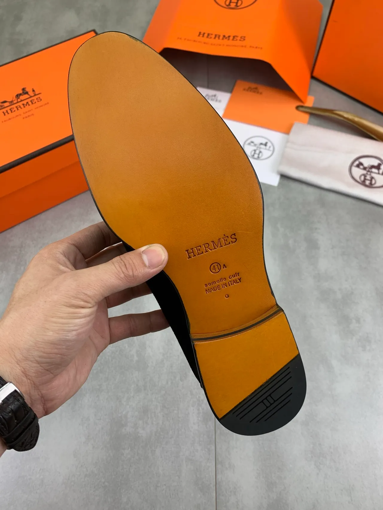 Hermès H Loafer Loafers de camurça preto 3