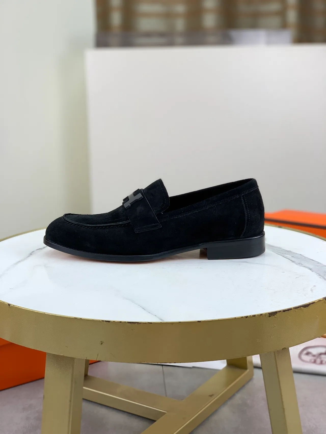 Hermès H Loafer Loafers de camurça preto 6