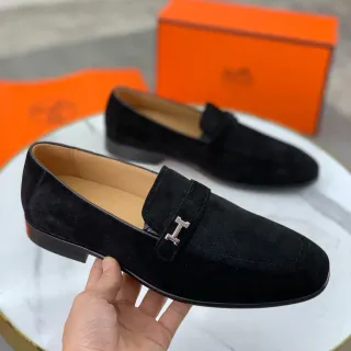 Hermès H-Loafer 黑色麂皮乐福鞋
