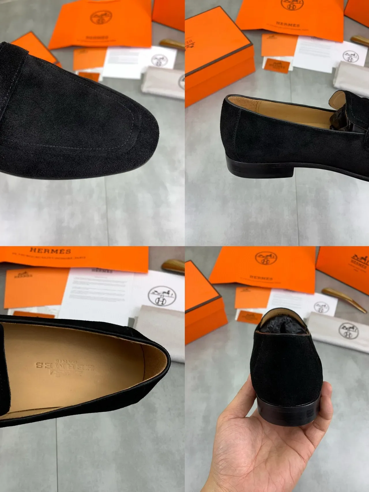 Hermès H-Loafer Black Suede Loafers 3