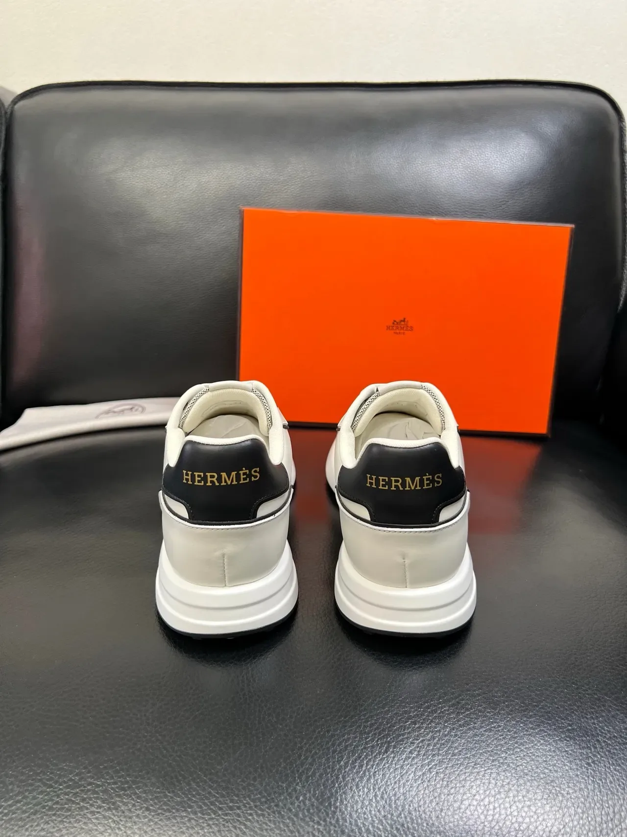 Hermès H-Run Style Off-White and Black Lifestyle Sneakers 3
