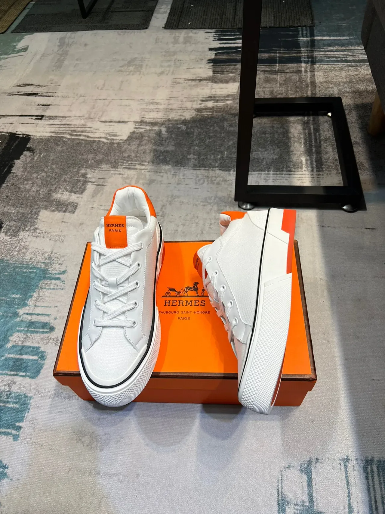 Hermès H-Sneaker White Orange Lifestyle Sneaker 4