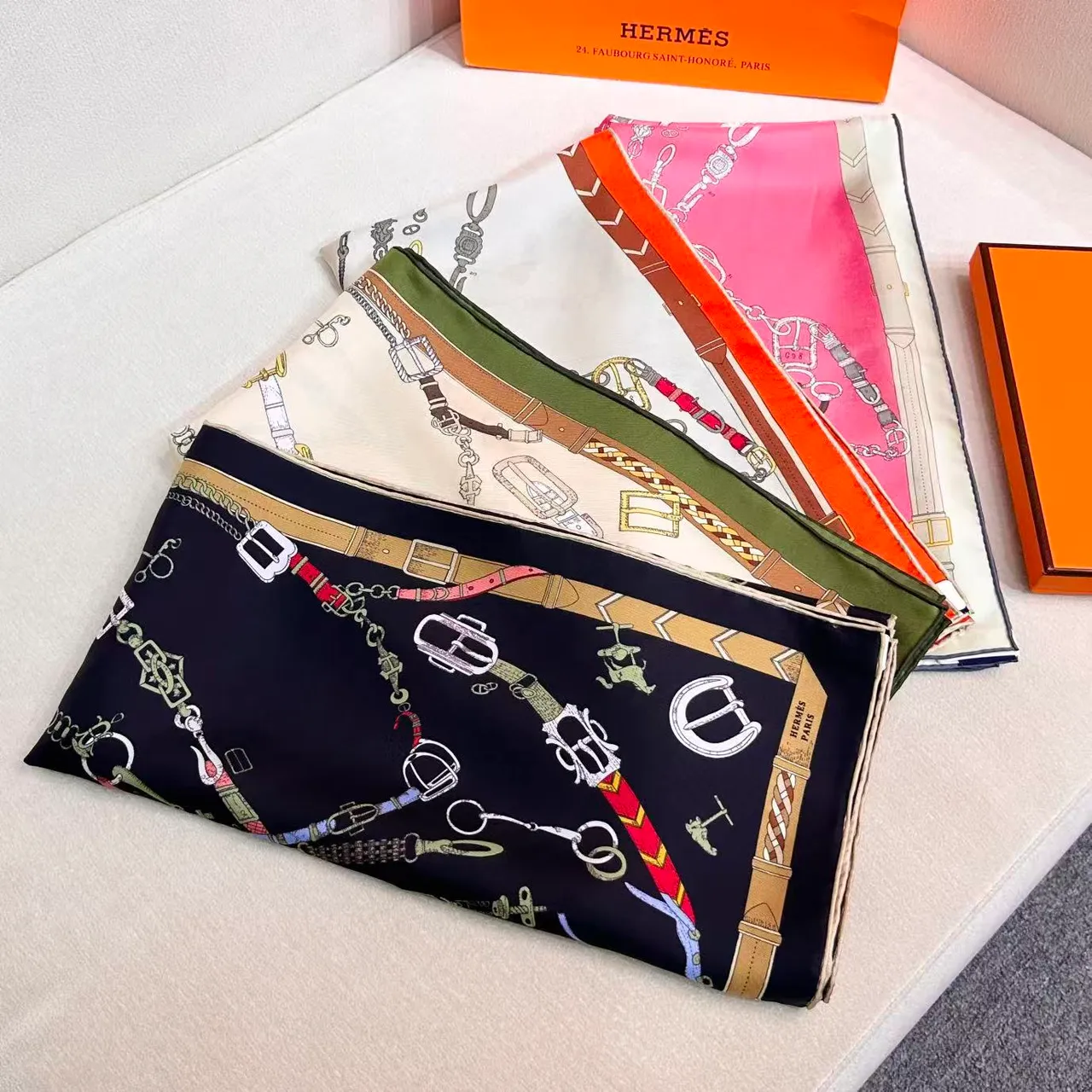 Hermès Les Chevaux d'Hermès Multicolor Equestrian Hardware Silk Scarf 7