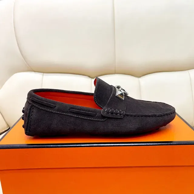 Hermès Oran Black Suede Horsebit Loafers 2