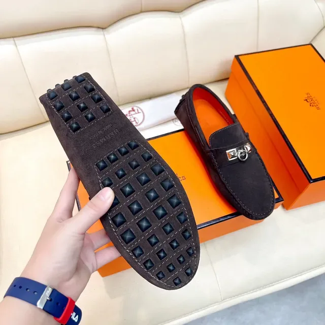 Hermès Oran Black Suede Horsebit Loafers 3