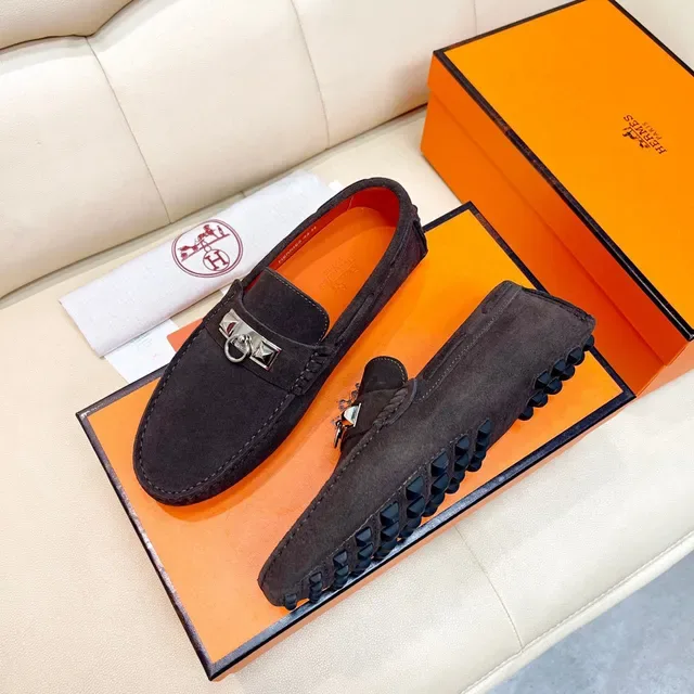 Hermès Oran Black Suede Horsebit Loafers 6