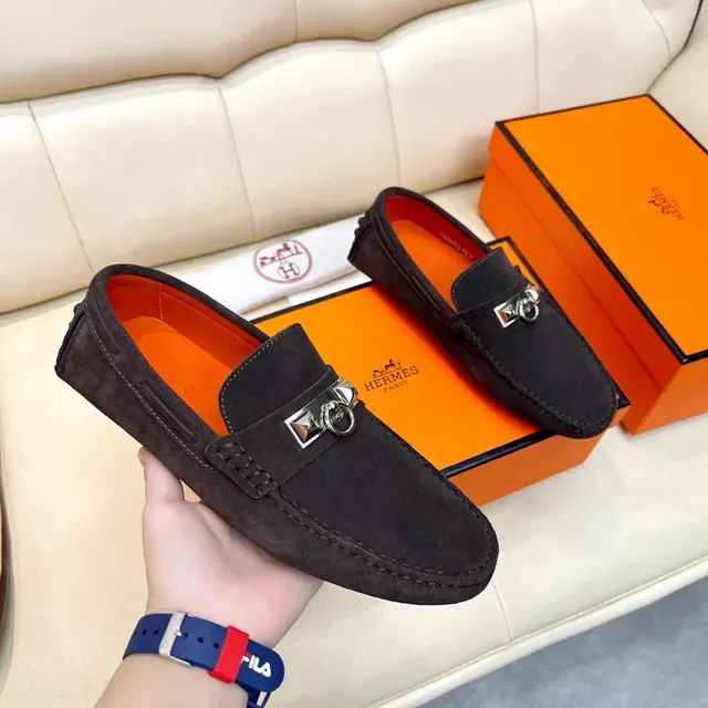 Hermès Oran Black Suede Horsebit Loafers 8