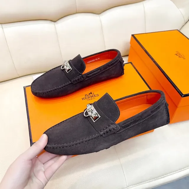 Hermès Oran Black Suede Horsebit Loafers 9
