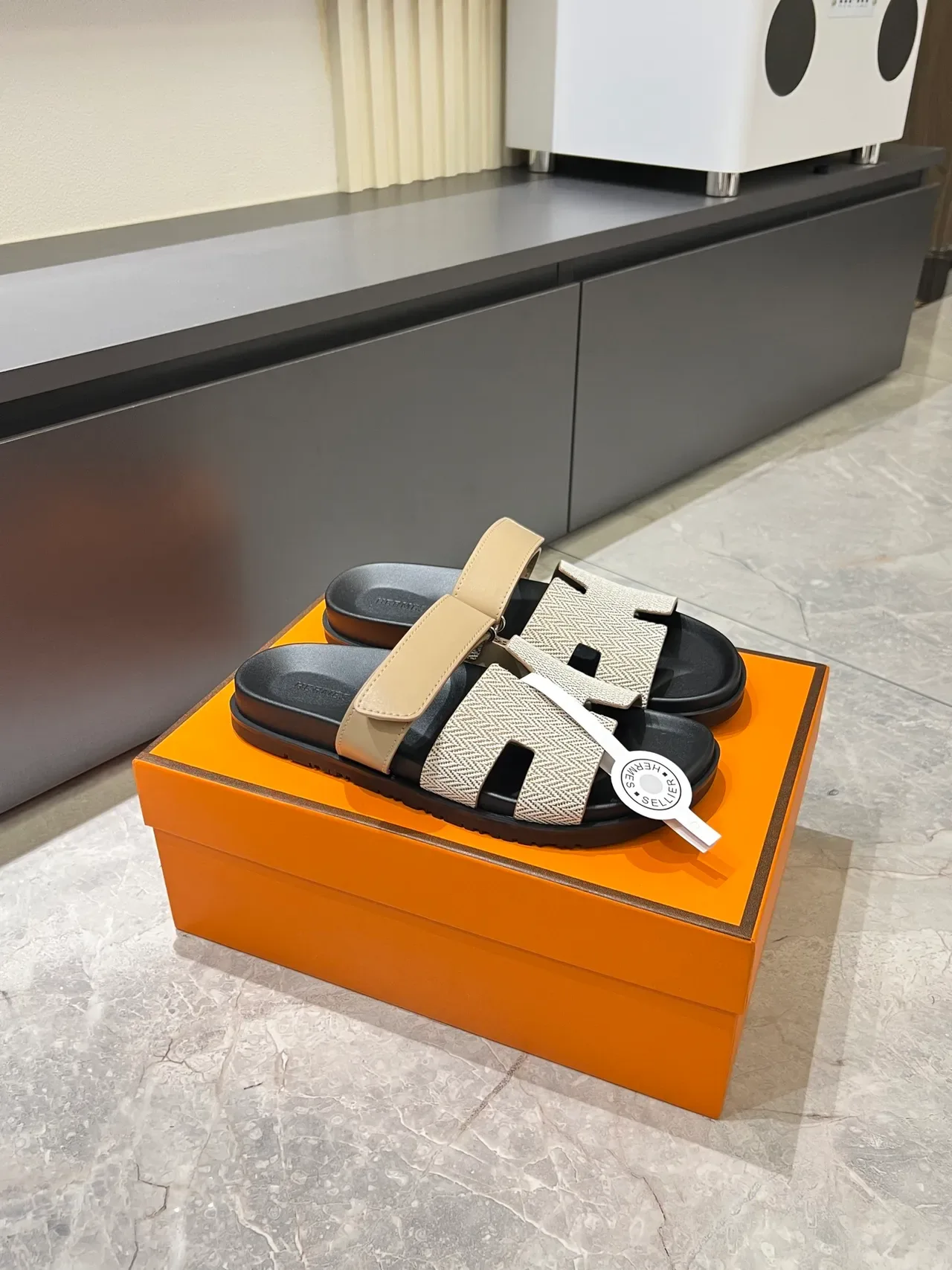 Hermès Oran Herringbone Strap Slippers 15