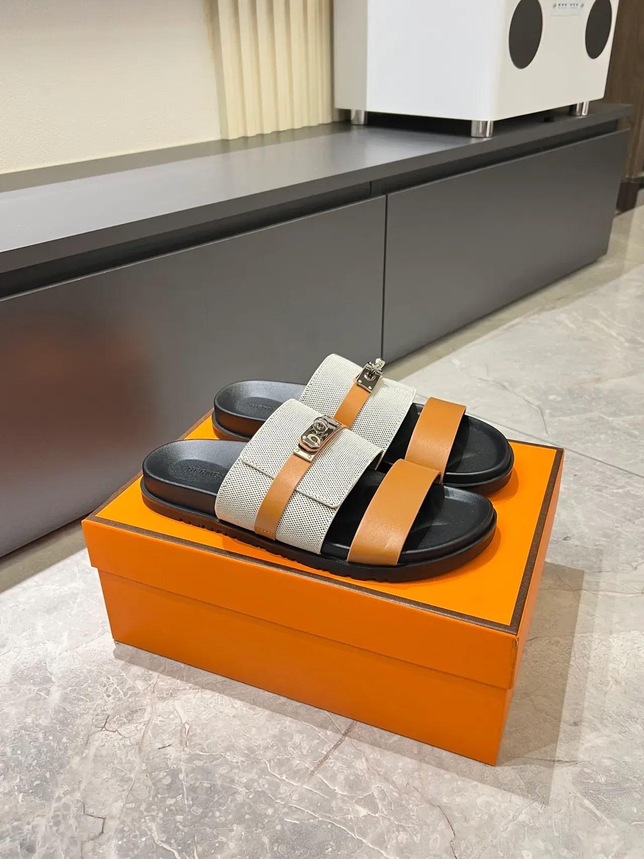 Hermès Oran Two-Strap Slide Slippers 15
