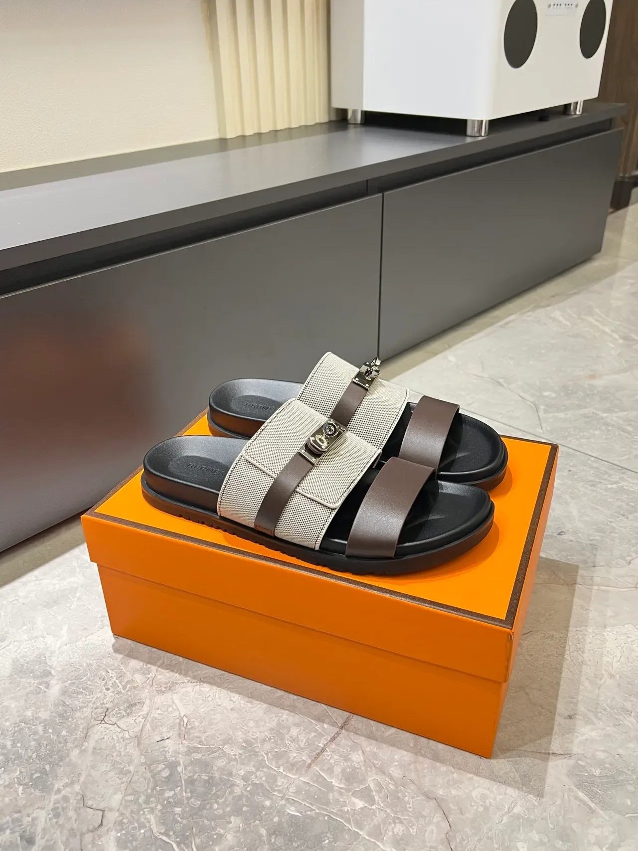 Hermès Oran Two-Strap Slide Slippers 17