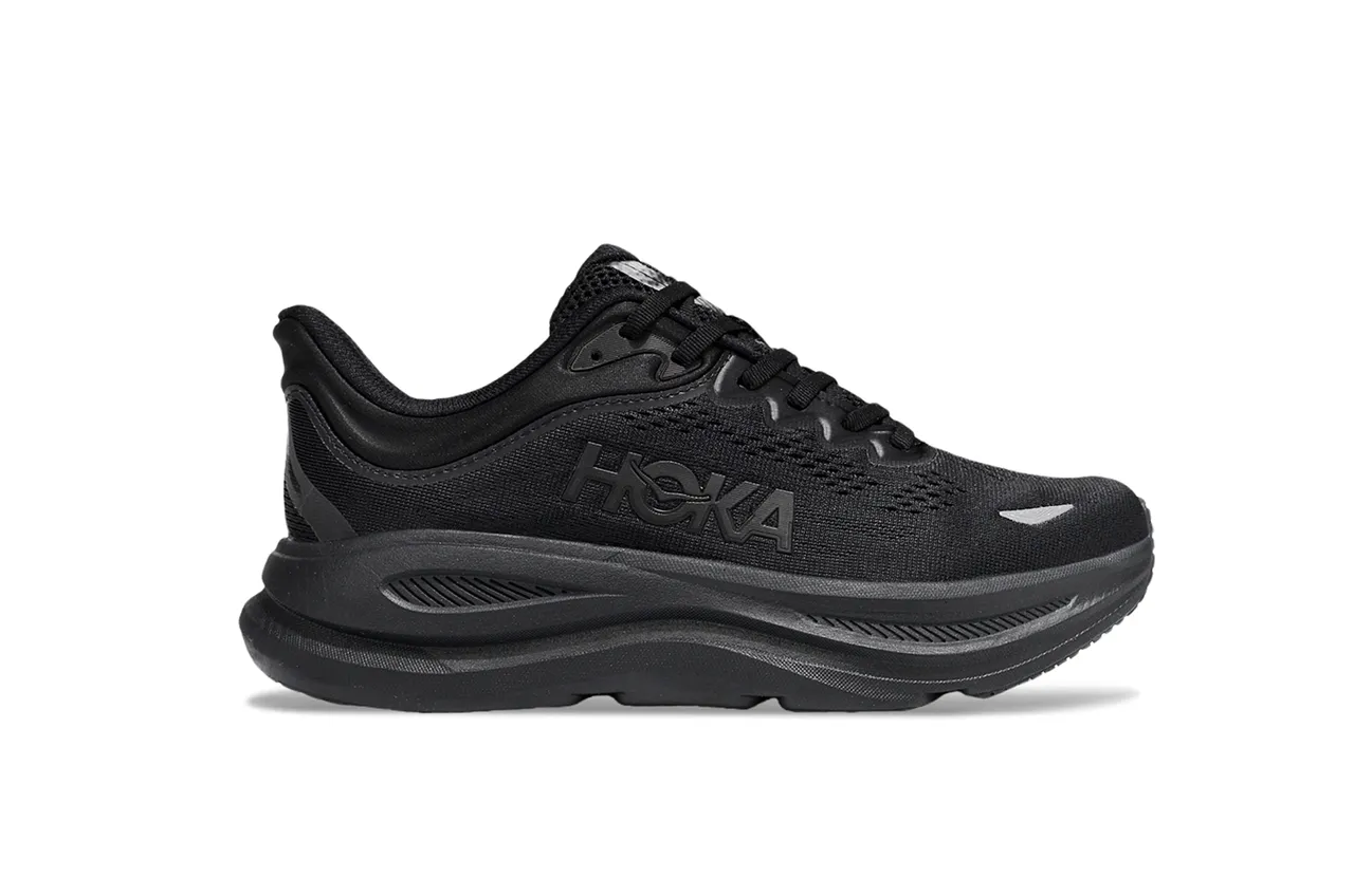 Hoka Noir Gris Monochromatique Tissu d'Ingénierie Supérieur Chaussures de Course 2