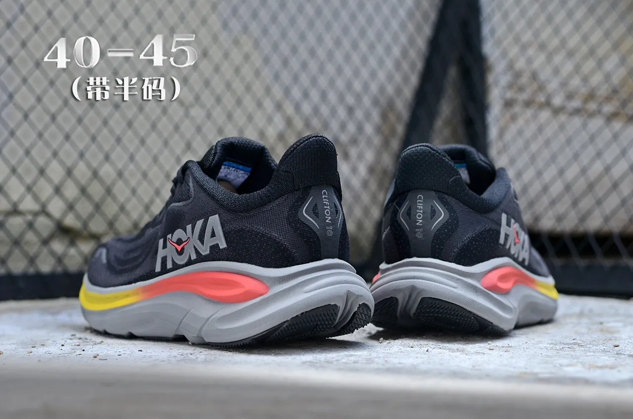 Hoka 黑黄 工程针织鞋面 多层中底 跑鞋 6
