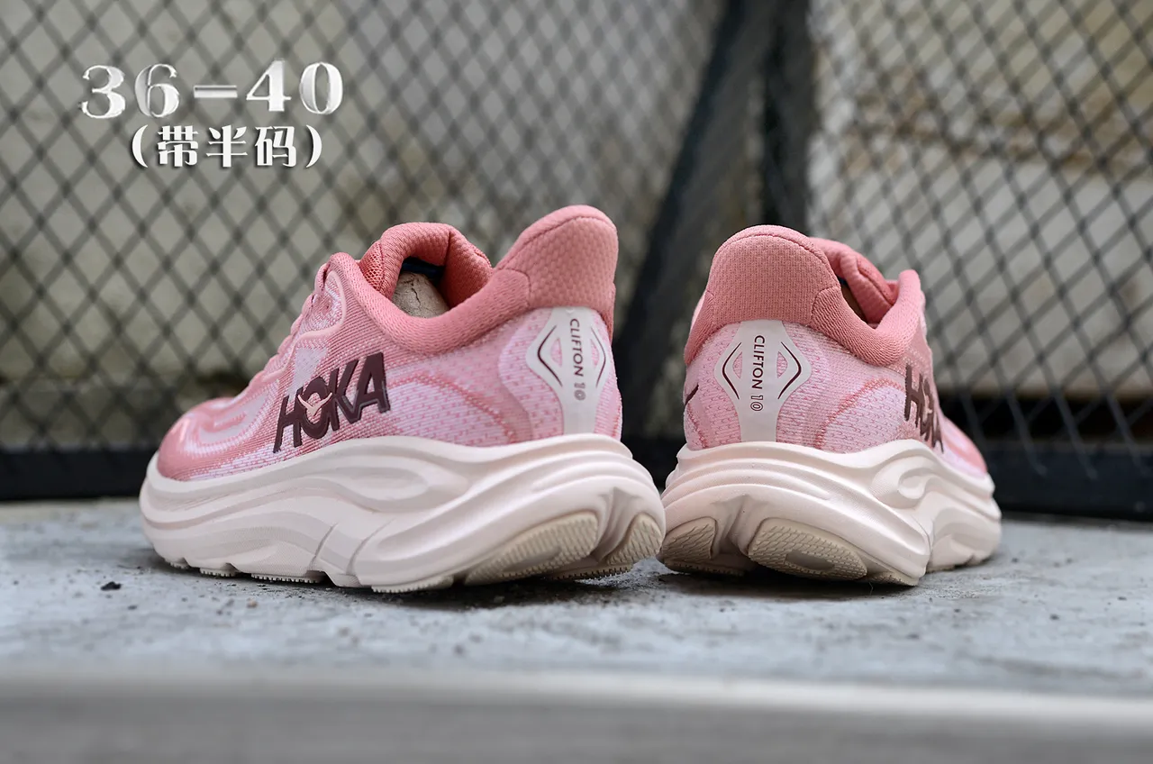 Hoka 粉米色针织鞋面 厚实雕塑中底 跑鞋 6