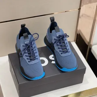 Hugo Boss Blue Navy Knit Upper Contrast Outsole Sneakers