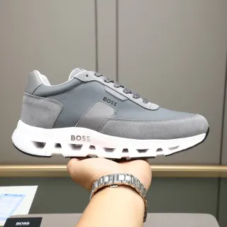 Hugo Boss ग्रे सूड और टेक्सटाइल लाइफस्टाइल स्नीकर