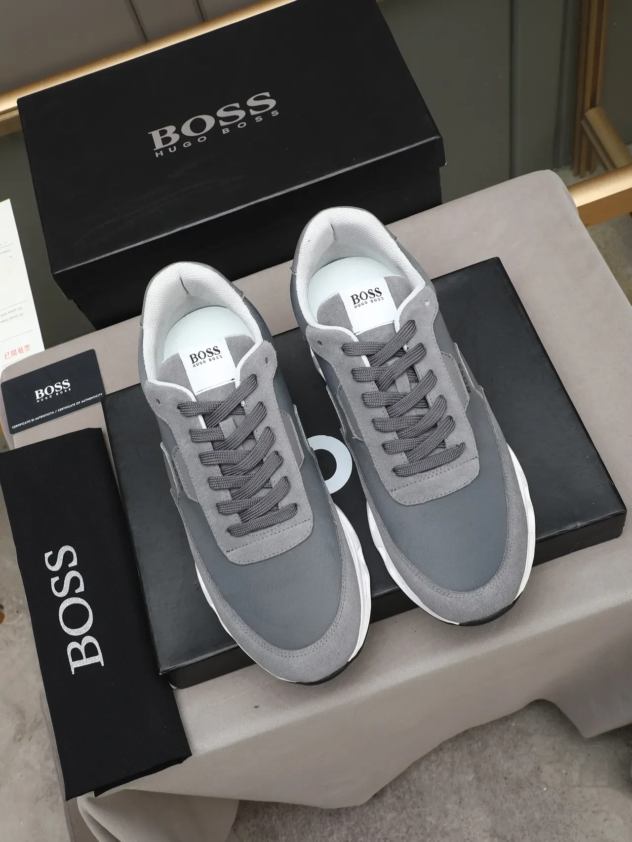 Hugo Boss Zapatillas Lifestyle Ante y Textil Gris 2