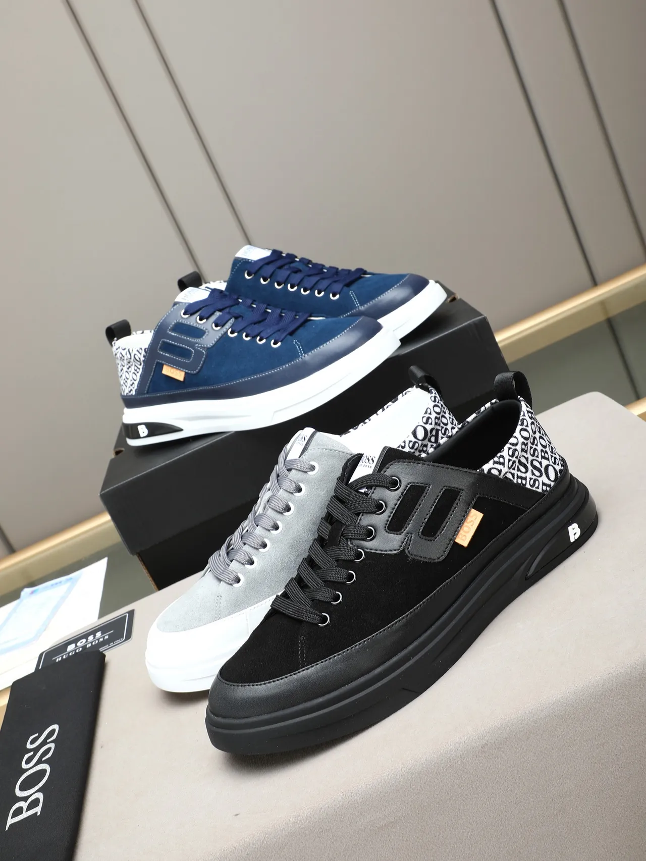 Hugo Boss Gray Suede Platform Lifestyle Sneaker 2