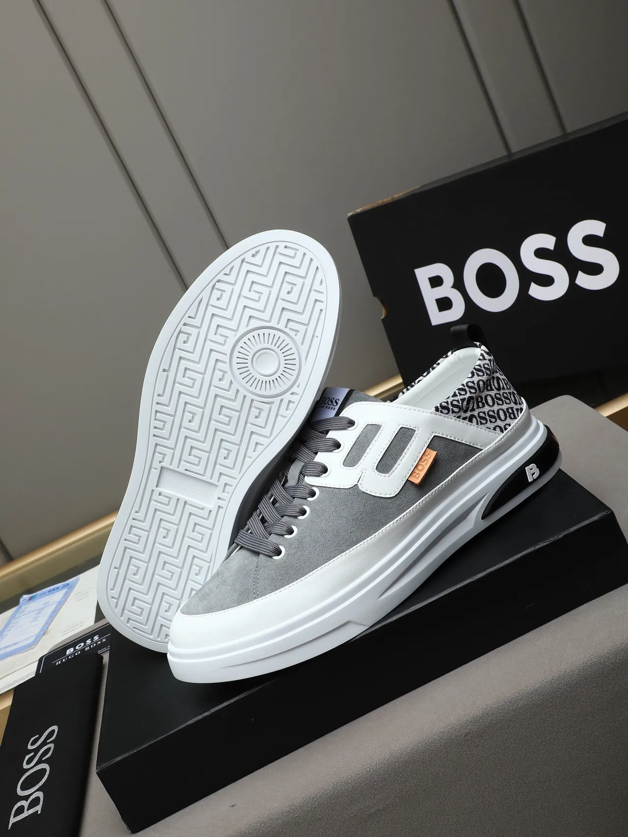 Hugo Boss Gray Suede Platform Lifestyle Sneaker 4