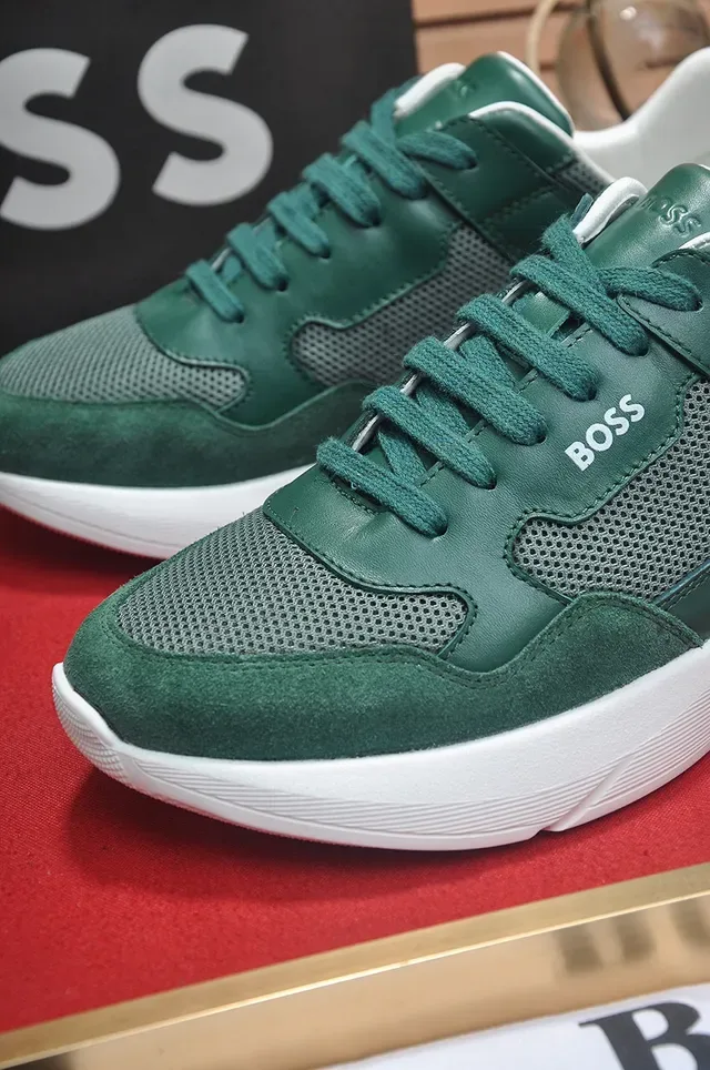 Hugo Boss हरा स्यूड और मेश लाइफस्टाइल स्नीकर 3
