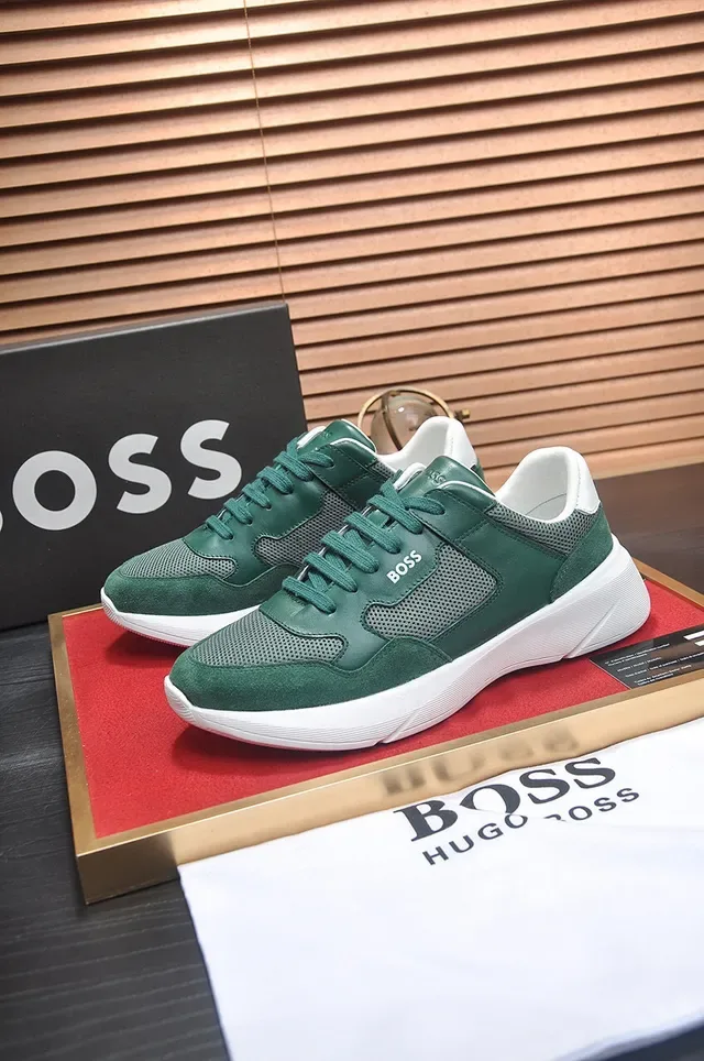 Hugo Boss हरा स्यूड और मेश लाइफस्टाइल स्नीकर 7