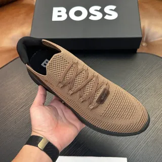 Hugo Boss 针织一脚穿米色黑色生活方式运动鞋