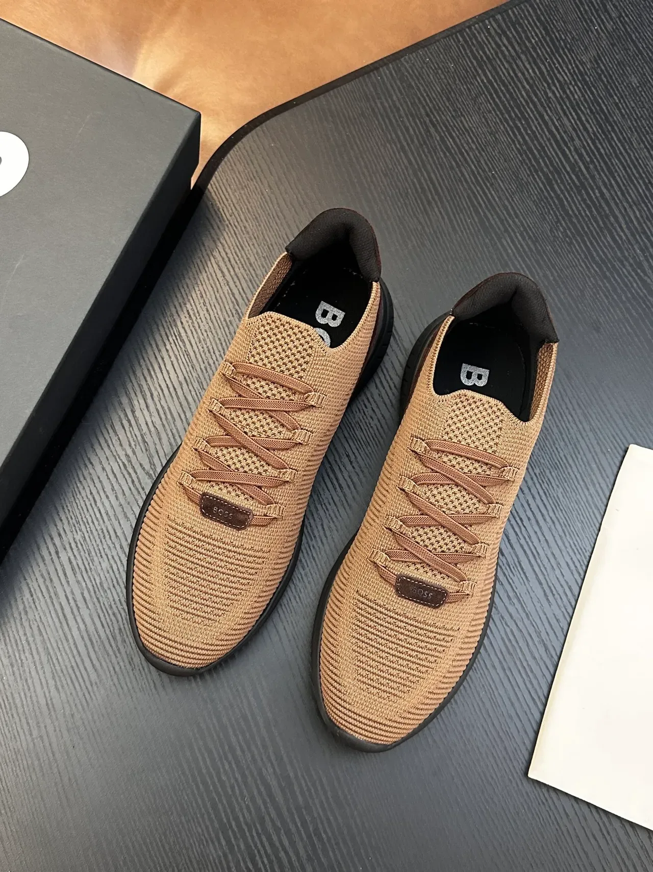 Hugo Boss Zapatillas de punto Slip-On Tan Negro Lifestyle 3