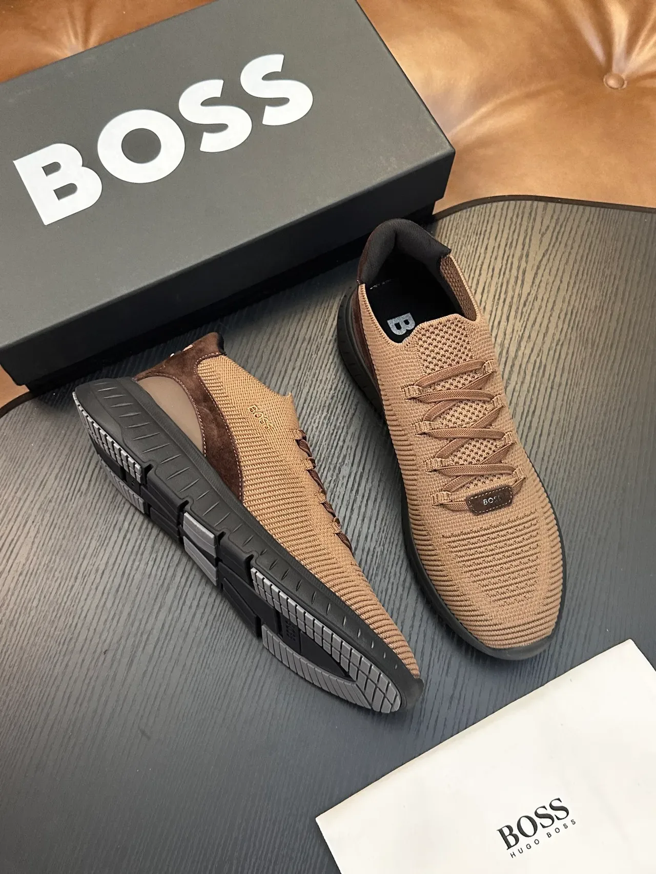 Hugo Boss Zapatillas de punto Slip-On Tan Negro Lifestyle 4