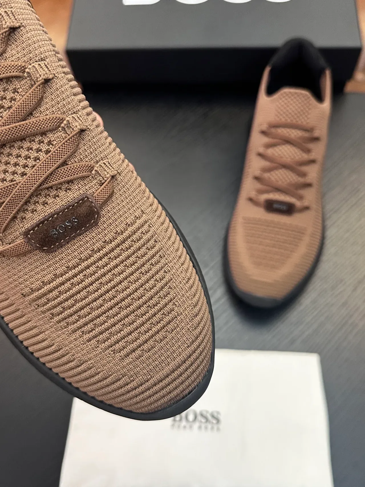 Hugo Boss Zapatillas de punto Slip-On Tan Negro Lifestyle 6