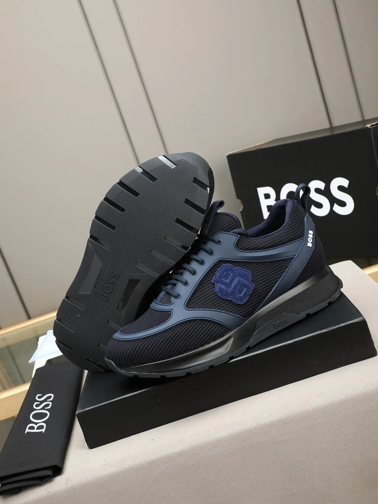 Sneaker Lifestyle Hugo Boss Navy Mesh et Recouvrement Synthétique 4