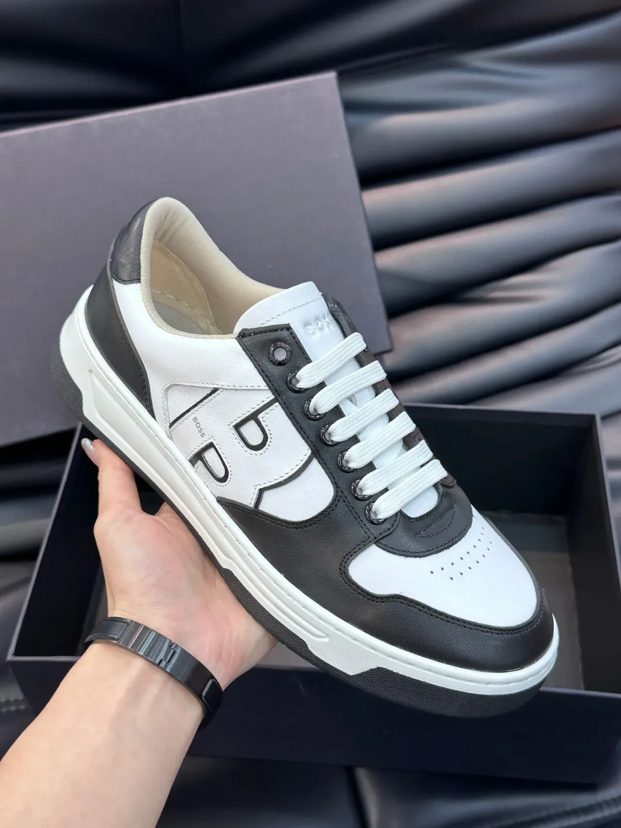 Hugo Boss tênis lifestyle de couro bicolor 5