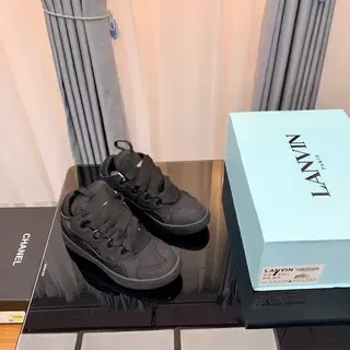 Lanvin Black Monochrome Dark Gray Layered Upper Construction Lifestyle Sneakers