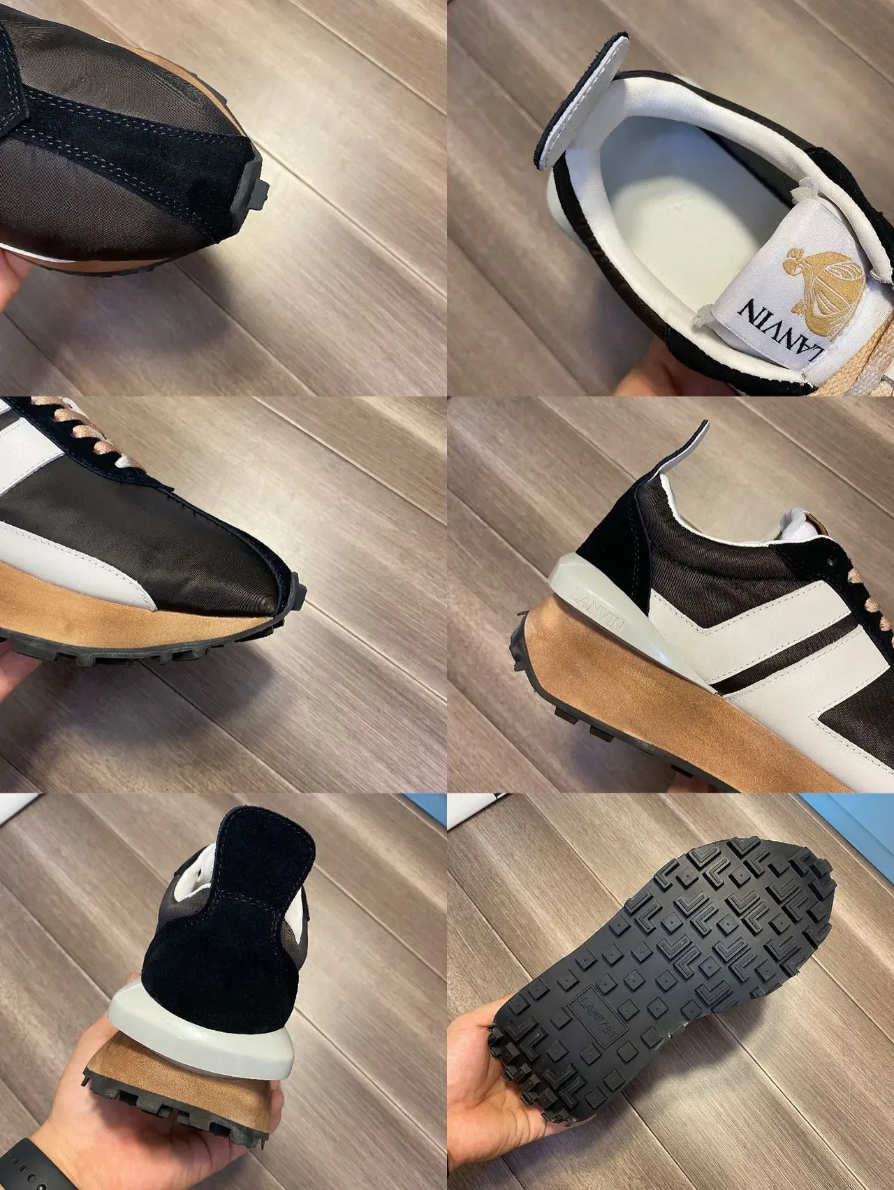 Lanvin Runner Negro Blanco Marrón Zapatillas Lifestyle 2