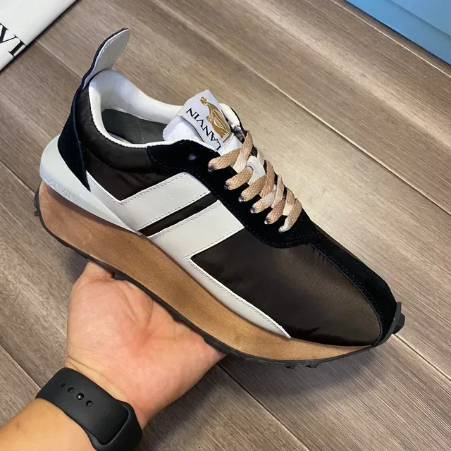 Lanvin Runner Negro Blanco Marrón Zapatillas Lifestyle 4