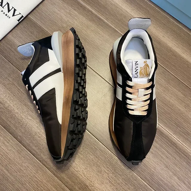 Lanvin Runner Negro Blanco Marrón Zapatillas Lifestyle 6