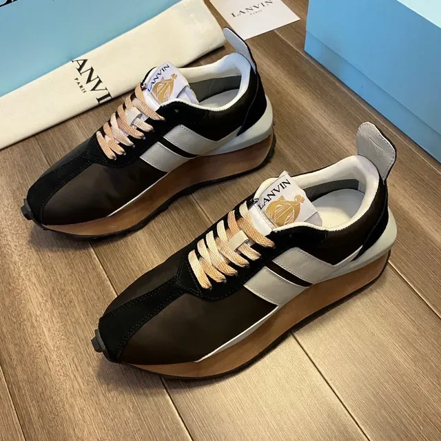 Lanvin Runner Negro Blanco Marrón Zapatillas Lifestyle 8