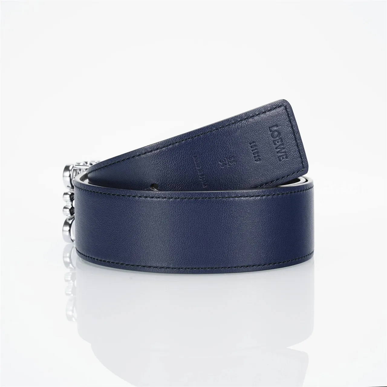 Loewe Anagram Navy حزام جلد 3