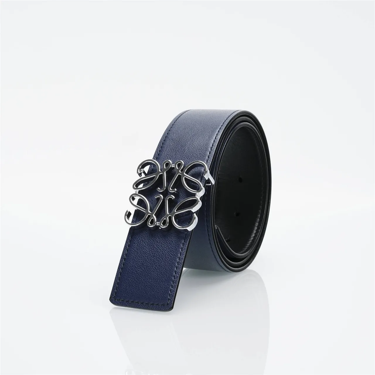 Loewe Anagram Navy حزام جلد 6