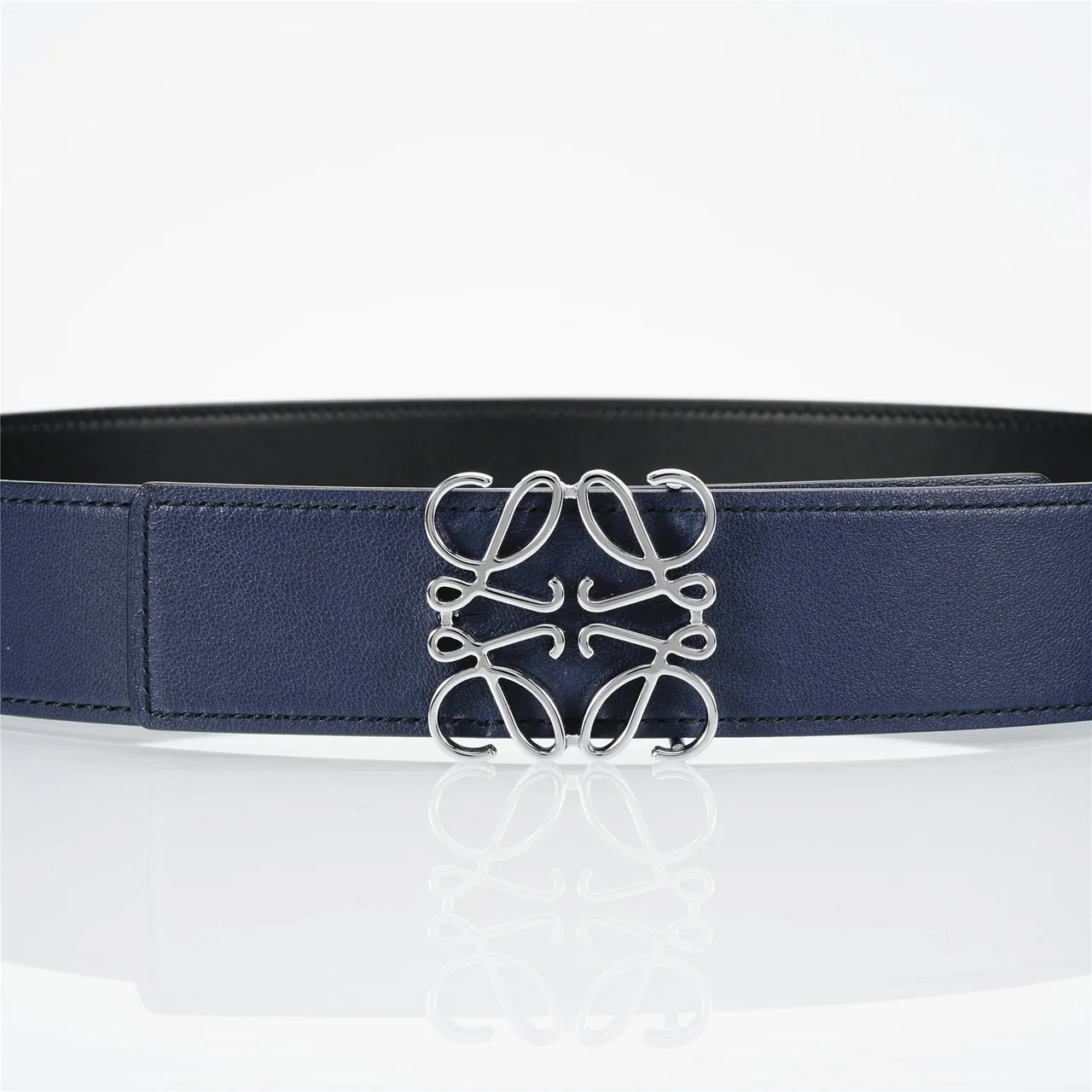 Loewe Anagram Navy حزام جلد 8