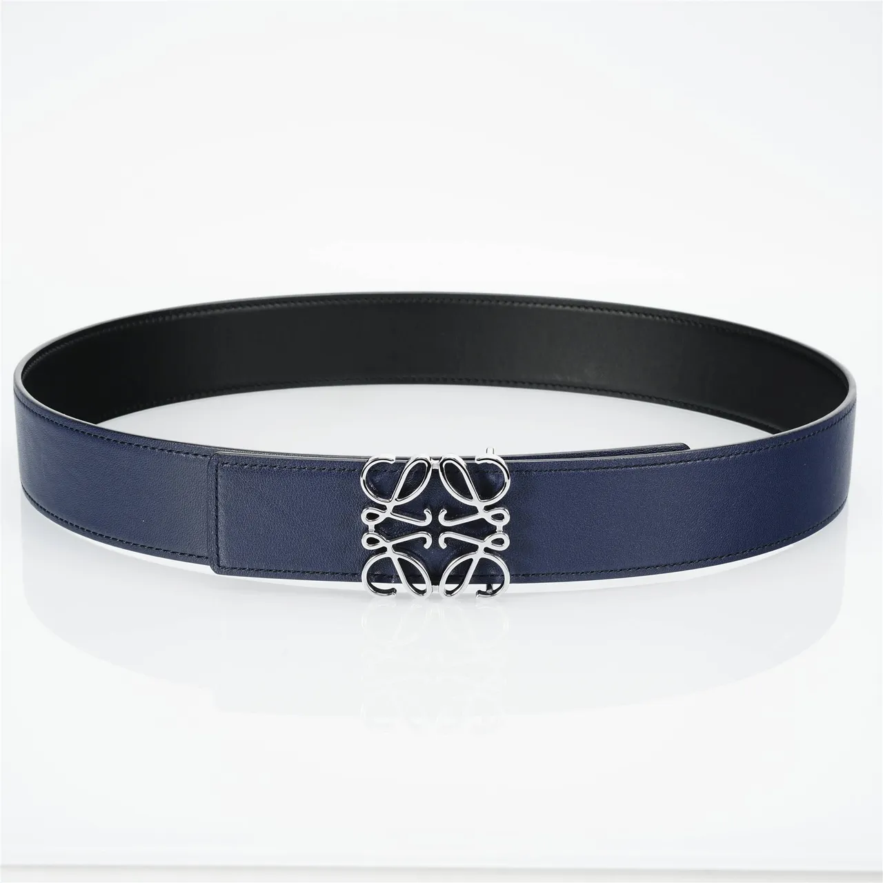 Loewe Anagram Navy حزام جلد 9