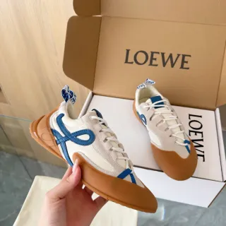 Loewe Flow Runner Off-White and Navy Anagram Strap Lifestyle Sneakers
