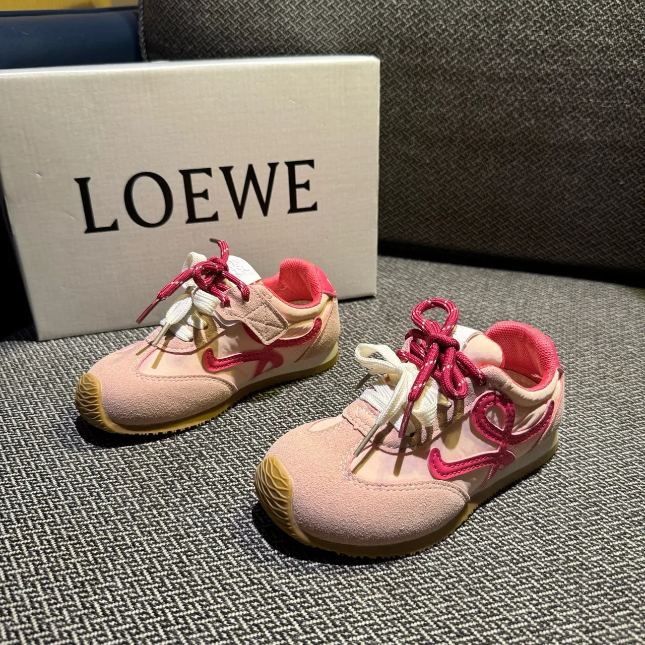 Loewe Flow Runner Pink Beige Suede Lifestyle Sneakers 6