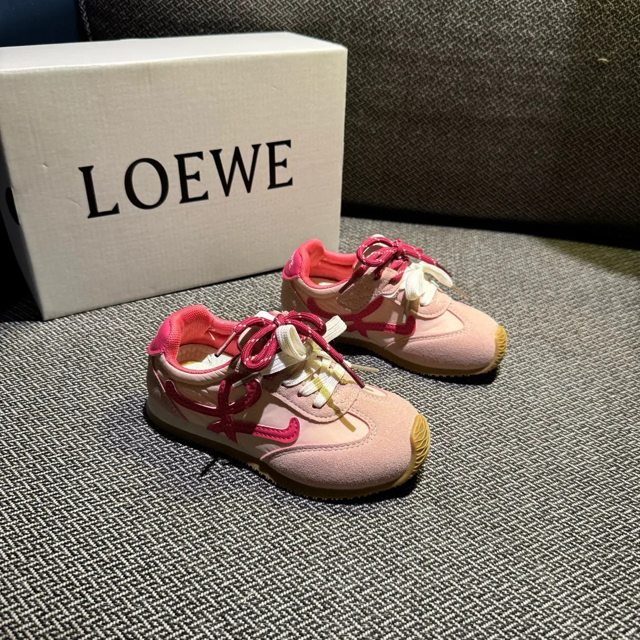 Loewe Flow Runner Pink Beige Suede Lifestyle Sneakers 7