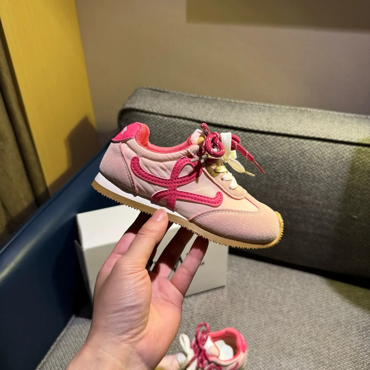 Loewe Flow Runner Pink Beige Suede Lifestyle Sneakers 8