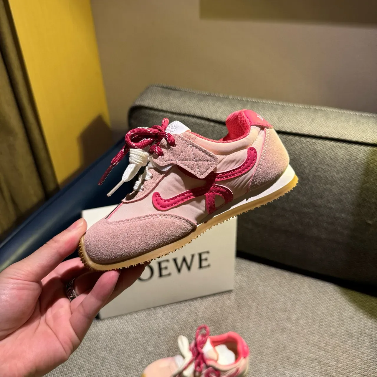 Loewe Flow Runner Pink Beige Suede Lifestyle Sneakers 10